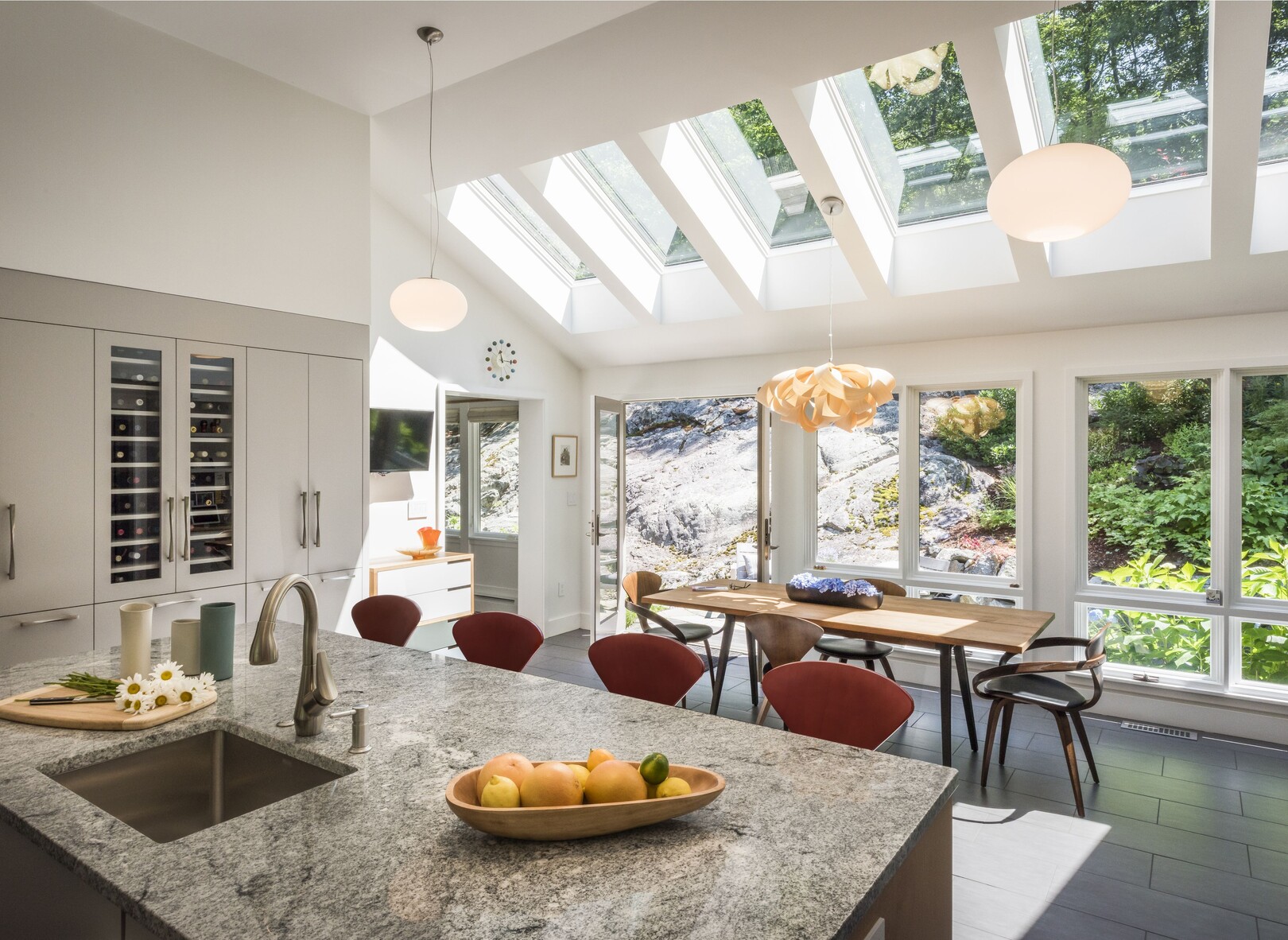 kitchen interior with skylights